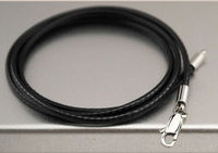 Collier noir tissé cordon en cuir acier inoxydable fermoir mousqueton hommes femmes