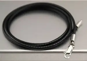 Черное плетеное Ожерелье Веревка кожаный шнур застежка-лобстер из нержавеющей стали для мужчин и женщин