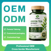 Extrait de thé vert, capsules d'extrait de thé vert testées en laboratoire, 98% EGCG 800mg, antioxydant, sans OGM, sans gluten, OEM ODM, complément alimentaire à base de plantes
