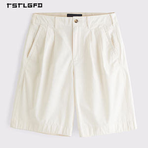 Pantalones Cortos Casuales para Hombre, Cintura Media, Doble Pliegue, Largura hasta la Rodilla, Tela Satén, Estilo Uniforme de Oficina - Product Image 4