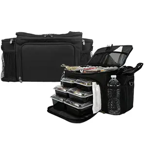Chất lượng cao cách điện bữa ăn Prep Bag <span class=keywords><strong>Cooler</strong></span> với 12 <span class=keywords><strong>Container</strong></span> 3 Túi nước đá Dây đeo vai ăn trưa Túi - Product Image 1