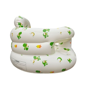 Modern Baby Shower Chair <b>Inflatable</b> Seat Guardrails Built-in Air Pump Floor Seater Infant Back Support for Outdoor Living Room - Product Image 5