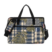 Sac pour ordinateur portable matelassé personnalisé avec imprimé Palaka hawaïen, motif floral Art Déco tropical, pour le shopping, les voyages et le transport quotidien
