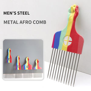 Nouveau peigne à cheveux afro en métal coloré, 4 tailles, avec picots en acier inoxydable, pour usage en <span class=keywords><strong>salon</strong></span> - Product Image 4