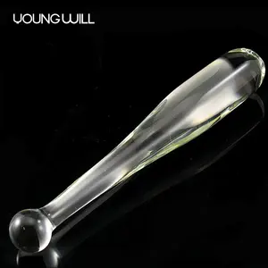YoungWill新款透明玻璃长大假阳具阴茎女同性恋自慰假阳具肛门塞女性性玩具