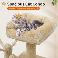 Arbre à chat en bois en gros avec poteau à gratter en sisal, condo arqué pour chat et hamac en peluche pour chats d'intérieur et chatons