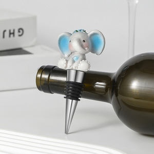 Cute Cartoon Elephant Wine <b>Bottle</b> <b>Stopper</b> Zinc Alloy Pink Blue Elephant Wedding Party Gift Sealing Plug - Product Image 2