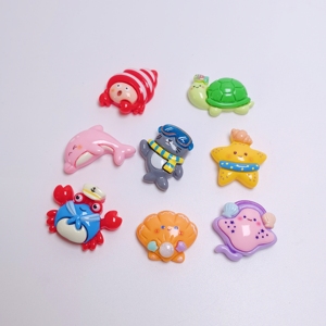 Resina Plana con Diseños de Dibujos Animados de la Serie Oceánica: Concha, Tortuga, Foca, Cangrejo, Delfín. Suministros para Manualidades DIY, Material Decorativo para Carcasas de Teléfono. - Product Image 1