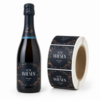 Étiquettes personnalisées pour bouteilles de vin, en papier noir, avec estampage à chaud, autocollants adhésifs de luxe pour l'emballage de champagne et de spiritueux