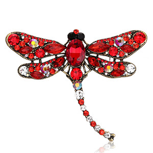 Broche de libélula con incrustaciones de diamantes de imitación europeos y americanos, accesorios de ropa, alfileres, joyería - Product Image 2
