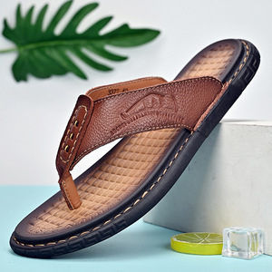 Soldes Exceptionnelles : Tongs d'Été Légères <span class=keywords><strong>en</strong></span> Cuir Véritable pour Hommes, Antidérapantes et Respirantes, Chaussures de Plage Décontractées – Expédition Internationale - Product Image 6