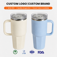 GY 2033 500PCS Vaso Térmico de Acero Inoxidable de 40oz con Logotipo Personalizado, Asa y Tapa Abatible con Pajita para Pequeñas Marcas