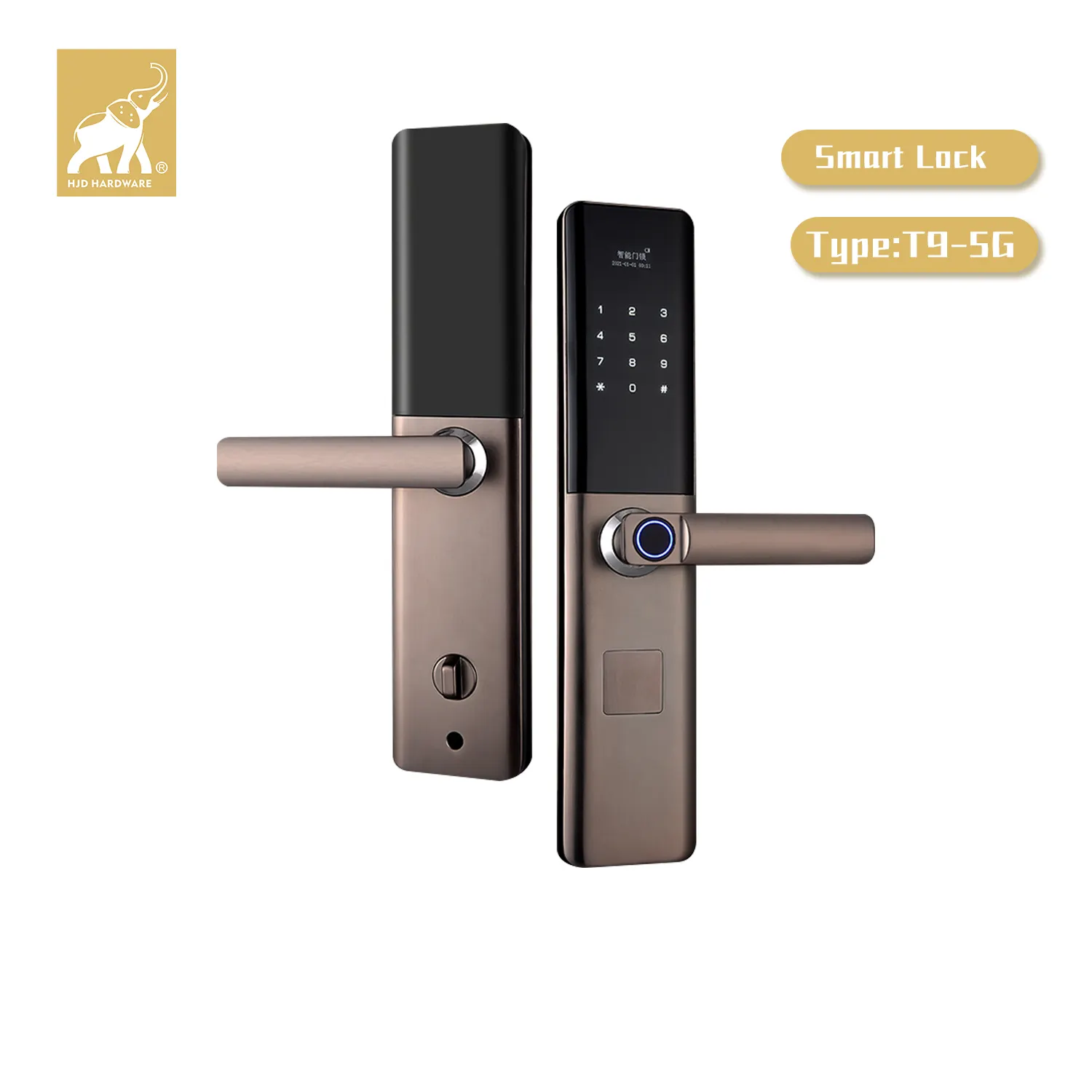 HJD-cuatro métodos de desbloqueo para el hogar, cerradura biométrica digital con contraseña y huella dactilar