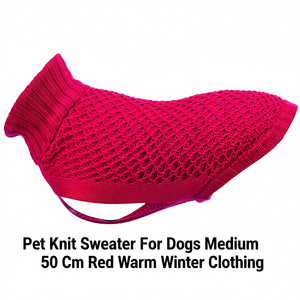 Pull en tricot pour animaux de compagnie, taille moyenne 50 cm, rouge, vêtements chauds d'hiver - Product Image 2