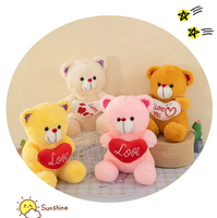 HY Nouvelle Peluche Cœur de Dessin Animé Ours Mignon Embrassant un Cœur, Cadeau pour Filles, Jouet en Gros