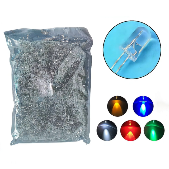 Direct plug-in LED light-emitting diode lamp beads White Hair F5 5mm red green yellow blue white and orange short/long legs