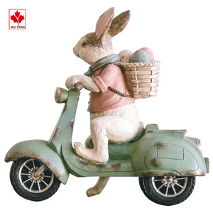 Gran oferta de fábrica, figuritas de conejo de avión volador de arte popular, esculturas de animales de poliresina para artesanías de resina de Pascua - Product Image 5