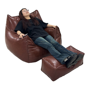 Copertura per <span class=keywords><strong>Pouf</strong></span> <span class=keywords><strong>Sacco</strong></span> Singolo di Lusso in Pelle Scamosciata Sintetica PU, per Poltrona Relax da Camera da Letto - Product Image 3