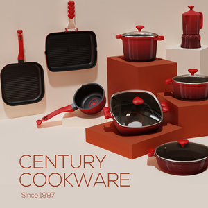 Hiện đại màu Đỏ chống-aderent nhôm <span class=keywords><strong>Cookware</strong></span> Set conjunto de panelas với bộ quần áo de casseroles và Baking Pan - Product Image 4