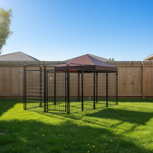 Caseta para Perros Grandes de 9.3 x 4.6 x 5.2 Pies, Casa para Mascotas de Metal para Exteriores, Impermeable, Confort Canino - Product Image 2