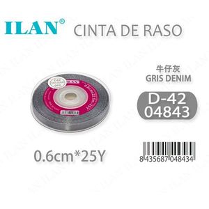 ริบบิ้นผ้าซาติน 0.6 ซม. 25 หลา สีเทาเดนิม D-42 - Product Image 3