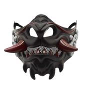 Masque de déguisement unisexe pour Halloween, guerrier, fantôme, masque de bouche avec dents, démon, Kabuki, samouraï, Oni, diable