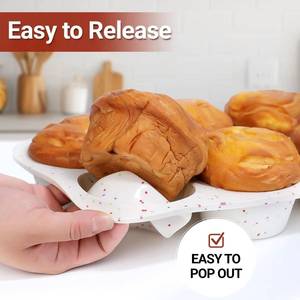 MUYULINS factory can customize 6-<b>cup</b> LFGB non-stick BPA-free <b>large</b> silicone brownie cupcake tray muffin cake mold - Product Image 2