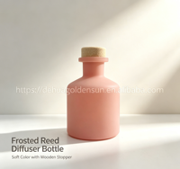 Bouteille diffuseur ronde en verre sodocalcique mat avec bouchon en liège naturel, bonne étanchéité pour éviter les fuites