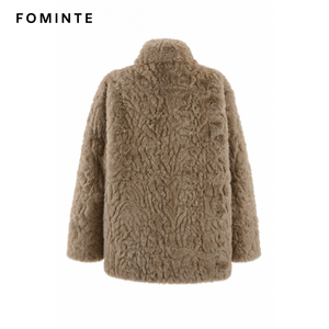Veste en fausse fourrure de lapin pour <span class=keywords><strong>femme</strong></span>, <span class=keywords><strong>manteau</strong></span> d'hiver doux et moelleux à col montant, vêtement d'extérieur court de luxe, élégant et tendance, vente en gros OEM - Product Image 2