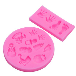 Molde de silicona de la serie Baby para pie Palma Biberón para Fondant Clay y Chocolate Cake Decorating Baby Memorial Theme - Product Image 4