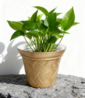 Pot de fleurs de designer WOJU, style moderne, en PP, écologique, léger, durable, grand format, électroplaqué, sculpté à la main, pour balcon et jardin