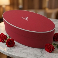 Caja de Regalo Ovalada de Cartón Rígido con Impresión Personalizada, Caja Ovalada de Papel Rojo para Dulces y Chocolates