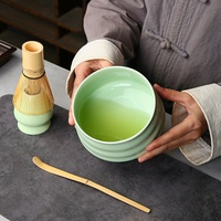 Nouvel ensemble de tasses à thé matcha japonais en céramique trois pièces pour hôtels, coffret cadeau avec brosse à matcha, bol à thé et fouet à thé