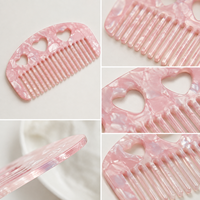 Newyeah Peigne à dents larges en acétate personnalisé avec découpe en forme de cœur pour femmes, vente en gros