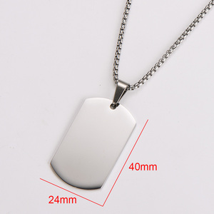 <span class=keywords><strong>Collana</strong></span> <span class=keywords><strong>con</strong></span> Ciondolo Dog Tag in Acciaio Inossidabile Personalizzabile per Incisione, Produzione su Misura - Product Image 2
