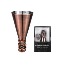 Edición Coleccionista, Juego de Regalo de 60 y 90 ml, Vaso Medidor para Cócteles con Diseño de Calavera, Jigger de Acero Inoxidable 18/8 con Anillo de Barman a Juego