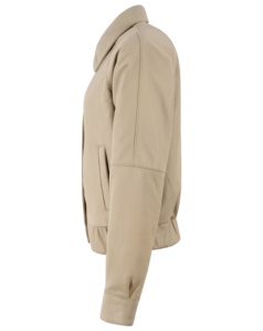 Chaqueta de Mujer Personalizada 100% Cuero Nappa Beige Genuino, Estilo Burbuja, Marca Privada, Proveedor Mayorista OEM - Product Image 3