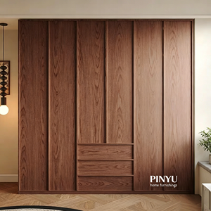 Armoire en bois de chêne et rotin, organisateur de tiroirs pour chambre à coucher, armoire haute, grande capacité - Product Image 5