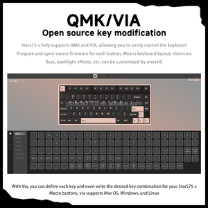 WEIKAV Stars75 メカニカルキーボード ワイヤレス <span class=keywords><strong>3</strong></span>モード QMK/VIA対応 アルミニウム合金 カスタム ゲーミングキーボード PCアクセサリー ギフト - Product Image 6