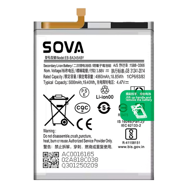 Original Process EB-BA245ABY 5000mah Mobile Cell Phone Battery Replacement for Samsung Galaxy A24 4G A245 Batteries