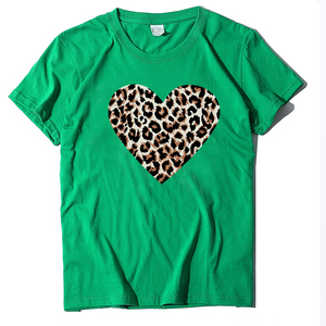 Camiseta de Moda con Estampado de Leopardo para Mujer, Camiseta para el Día de San Valentín a Bajo <span class=keywords><strong>Precio</strong></span> - Product Image 3