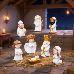 Miniatures écologiques de Noël, figurines en résine représentant la naissance de Jésus, artisanat pour décorations de Noël sur le thème de la croix - Product Image 1