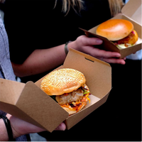 Vente en gros d'emballages en papier kraft écologiques pour hamburger de poulet frit français boîtes à hamburger en papier contenant des aliments