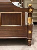 Lit en bois massif de style américain classique Ethan Allen, lit double incrusté d'or, style français, lit de 18 mètres, fabriqué en Chine, modèle 134