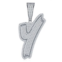 Collier Pendentif Lettre D Hip Hop Personnalisé en Moissanite VVS, Argent 925 Plaqué Platine, Bijoux Homme Haut de Gamme Sertis de Pierres