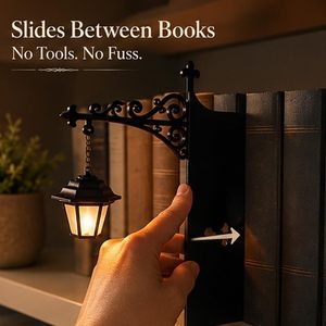 Lámpara de biblioteca en miniatura, lámpara colgante para estantería, luz nocturna LED cálida, iluminación decorativa vintage de madera para estantería - Product Image 4