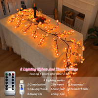 Nouvelles lumières LED en forme de fleurs de pêche roses, de fleurs de cerisier et de vignes de saule pour la décoration murale de Noël avec des branches d'arbre