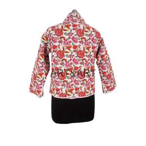 Veste matelassée réversible en coton pour femme Fermeture à boutons à imprimé floral rétro Respirant et élégant avec décoration à rivets - Product Image 6