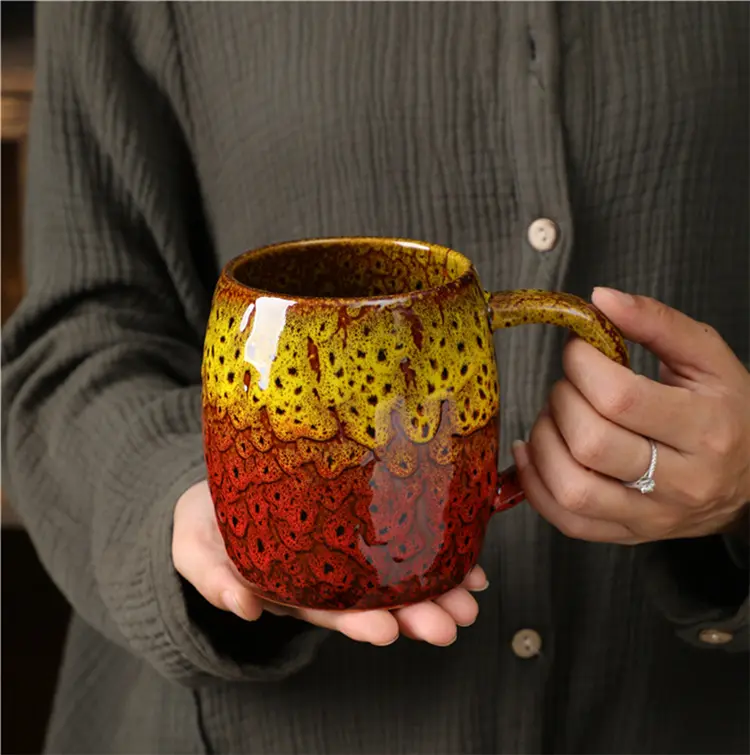 Caneca de chá e café em cerâmica 640ml, garrafa grande artesanal criativa com logotipo personalizado, caneca de café e café em cerâmica, resistente a leite, leite e café da tarde