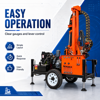 Foreuse rotative diesel portable sur roues FY-260L 22HP avec moteur, boîte de vitesses et pompe pour puits d'eau, équipement de forage de 260m de profondeur